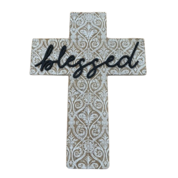 Blessed Wall Cross Farmhouse Christian Faith Shabby Chic Home Decor - Picture 1 of 9